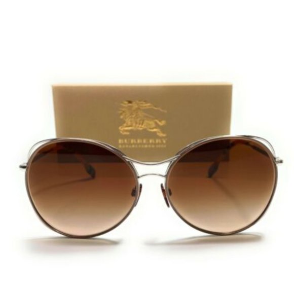 Burberry Women\'s Silver Beige and Brown Sunglasses